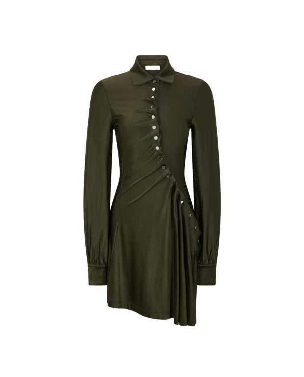 Drapey Jersey Short Dress - Rabanne - Khaki