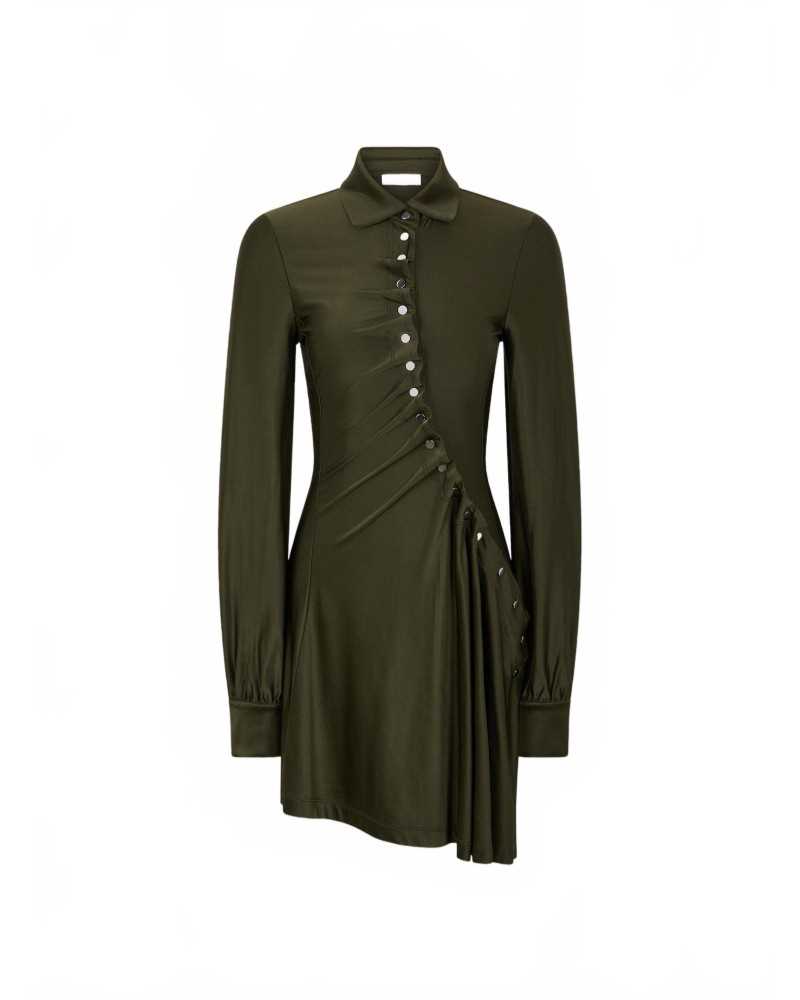 Robe Courte Drappee En Jersey - Rabanne - Khaki Robe Courte Drappee En Jersey - Rabanne - Khaki