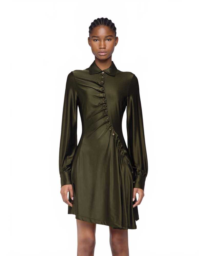 Drapey Jersey Short Dress - Rabanne - Khaki Drapey Jersey Short Dress - Rabanne - Khaki