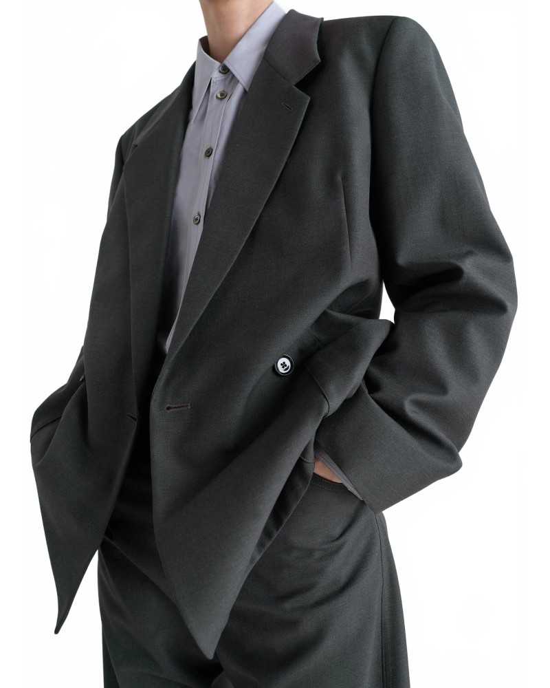 Double-Breasted Tailored Jacket - Lemaire - Coal
