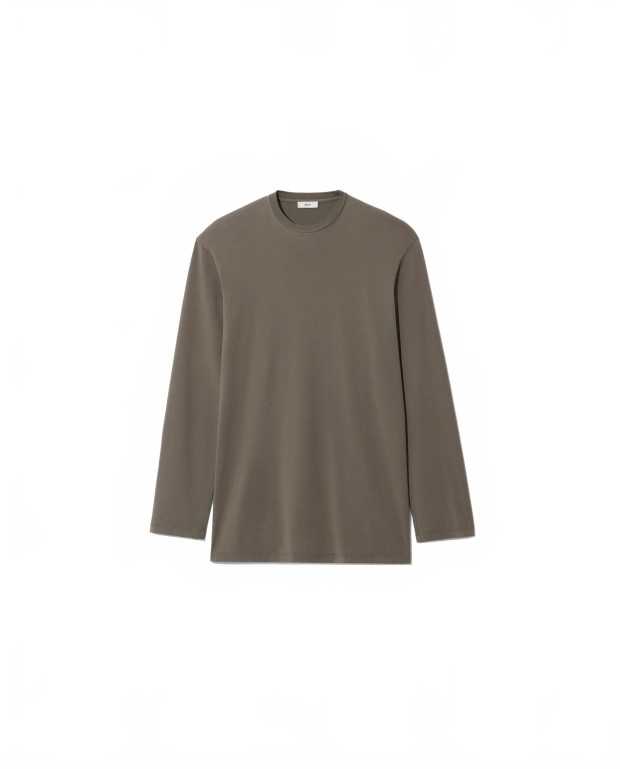 T-shirt Roundneck Long Sleeves - Rier - Camoscio Cotton