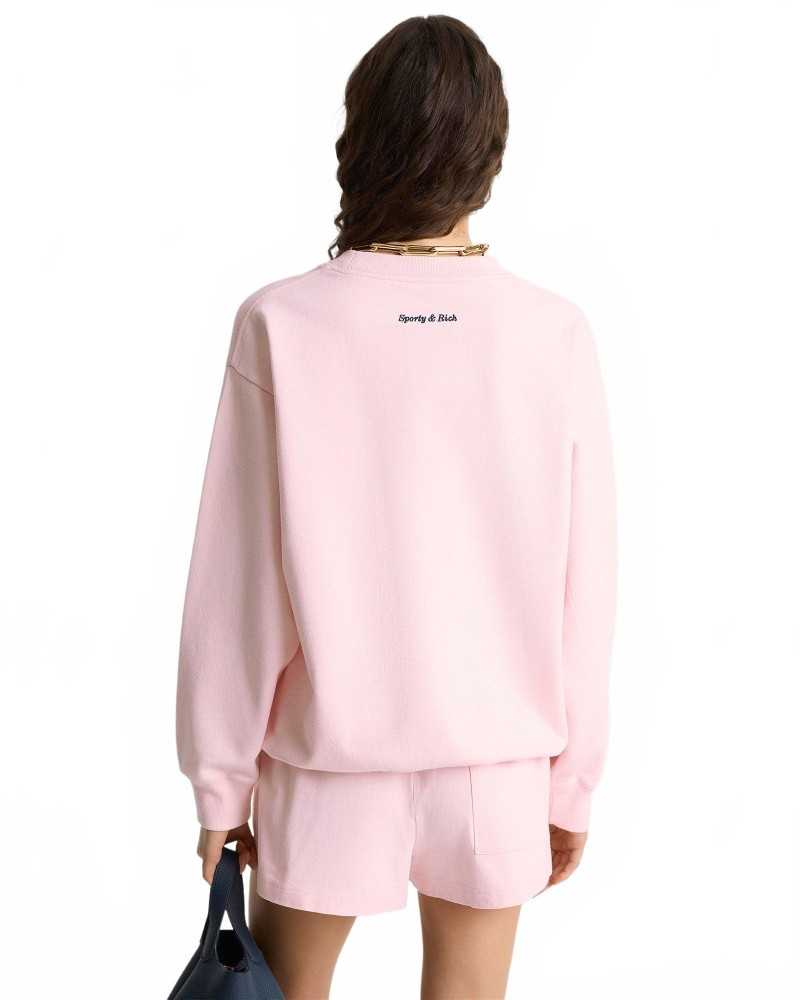 Eden Crest Embroidered Crewneck - Sporty And Rich - Pink Dolphin Eden Crest Embroidered Crewneck - Sporty And Rich - Pink Dolphin