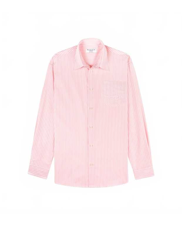 Eden Script Oversized Shirt - Sporty And Rich - Pink / White Thin Stripe