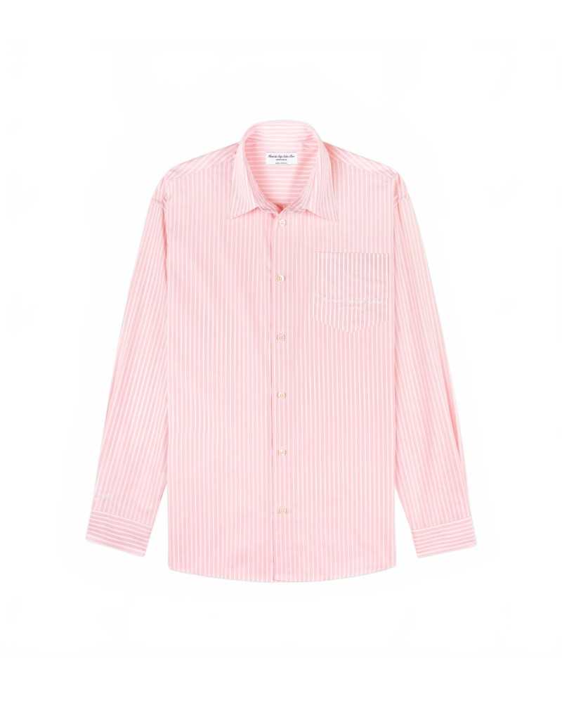 Eden Script Oversized Shirt - Sporty And Rich - Pink / White Thin Stripe