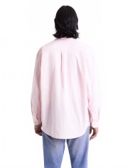 Eden Script Oversized Shirt - Sporty And Rich - Pink / White Thin Stripe
