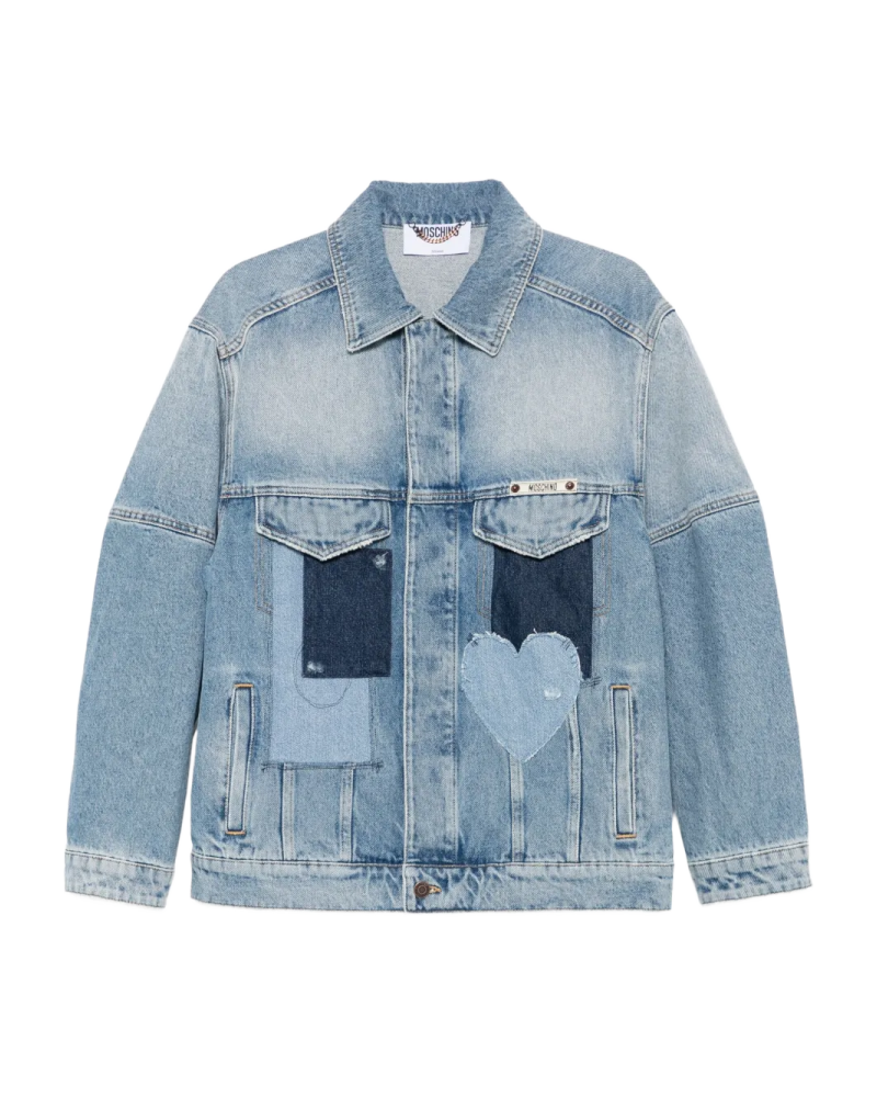 Patchwork Denim Jacket - Moschino - Multi Blue