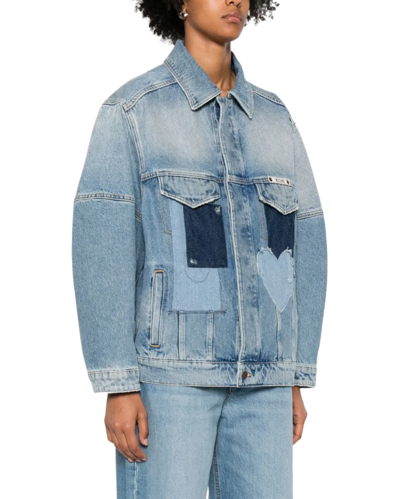 Veste En Denim Patchwork - Moschino - Multi Blue Veste En Denim Patchwork - Moschino - Multi Blue