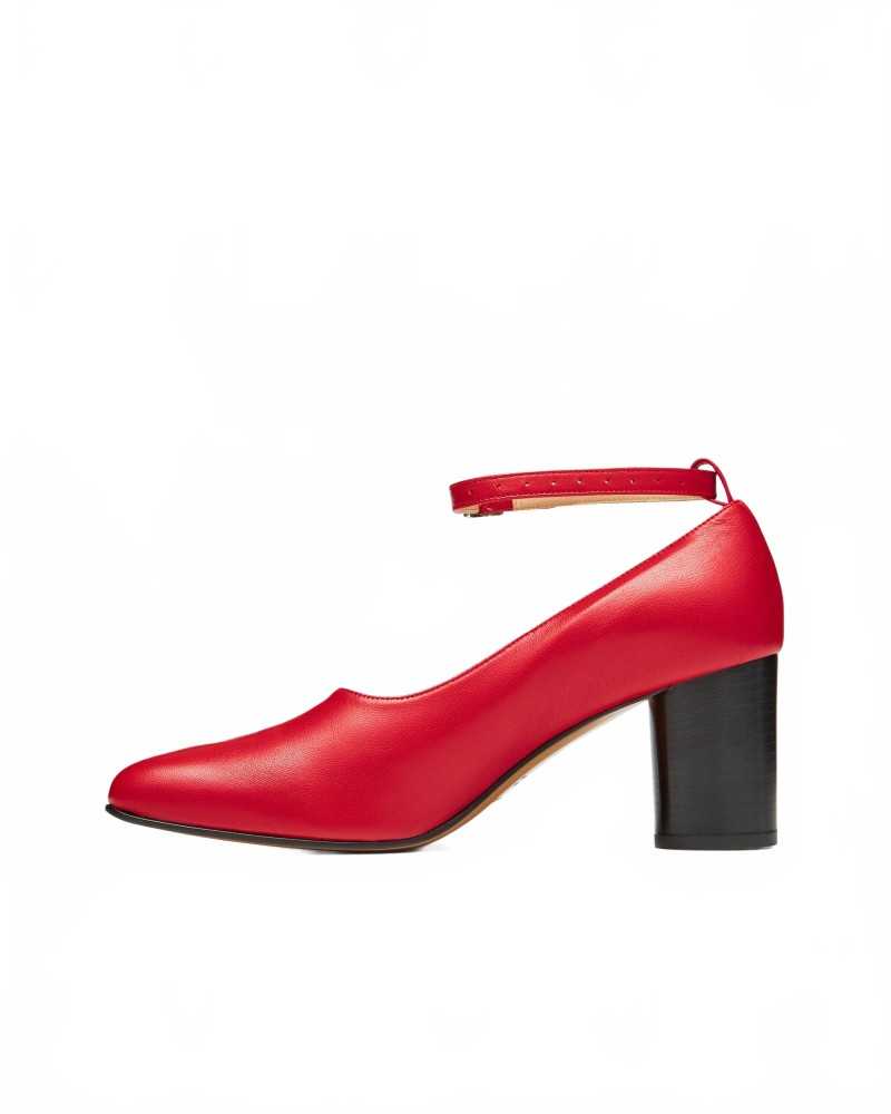 Obliqua Block Heel Pumps - Pasqualetti - Red Obliqua Block Heel Pumps - Pasqualetti - Red