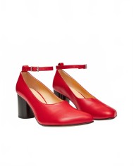 Obliqua Block Heel Pumps - Pasqualetti - Red Obliqua Block Heel Pumps - Pasqualetti - Red