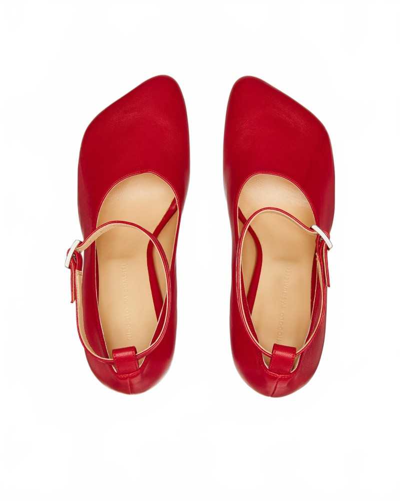 Obliqua Block Heel Pumps - Pasqualetti - Red Obliqua Block Heel Pumps - Pasqualetti - Red
