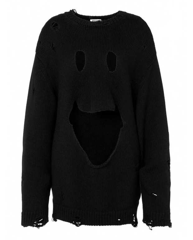Pull Avec Smiley Decoupé - Moschino - Black