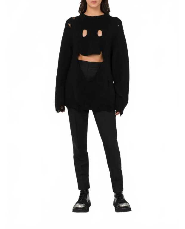 Pull Avec Smiley Decoupé - Moschino - Black