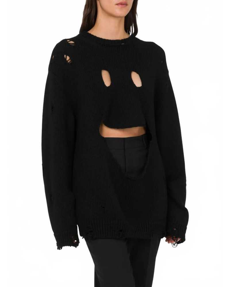 Pull Avec Smiley Decoupé - Moschino - Black Pull Avec Smiley Decoupé - Moschino - Black