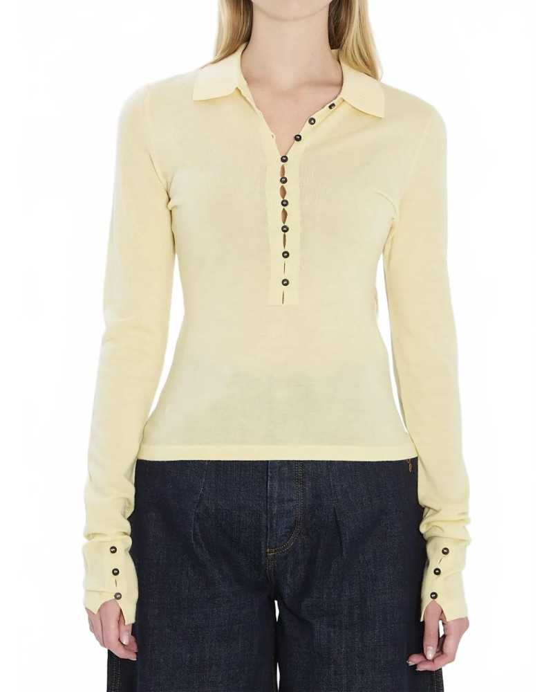 Le Polo Merino Manches Longues - Jacquemus - Pale Yellow Le Polo Merino Manches Longues - Jacquemus - Pale Yellow