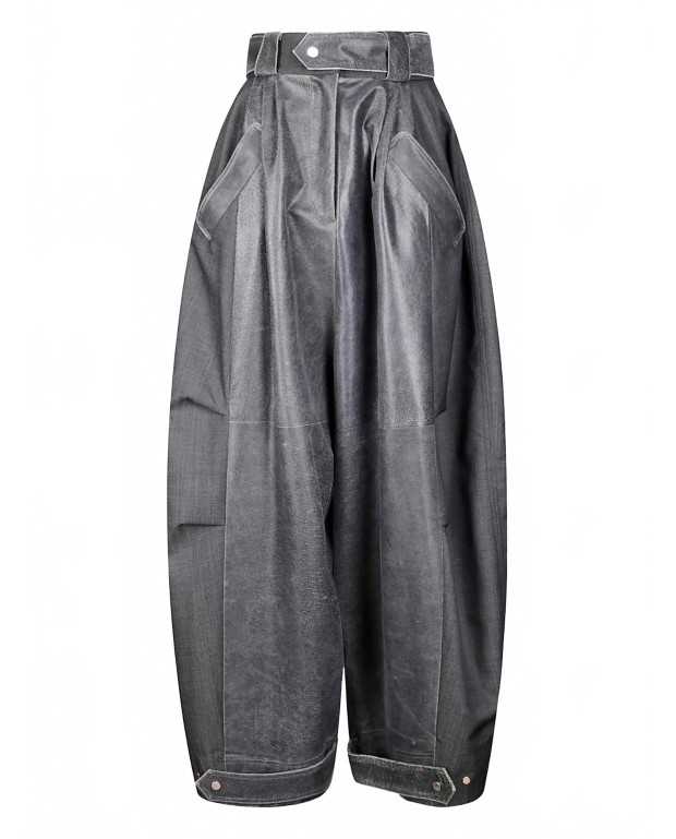 Luna Wide-Legged Trousers - Pasqualetti - Charcoal / Black