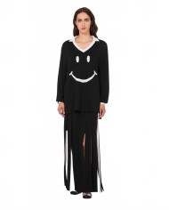 Knitted Merino Polo Smiley - Moschino - Black Knitted Merino Polo Smiley - Moschino - Black