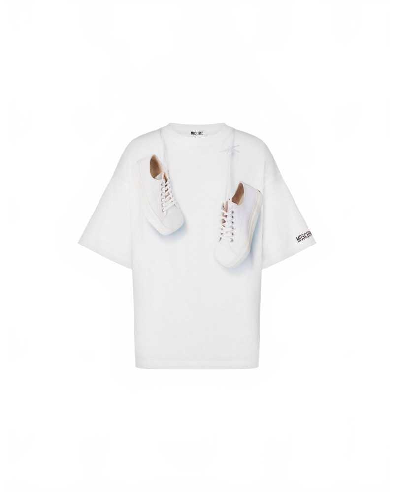 T-shirt Baskets En Coton Biologique - Moschino - Blanc