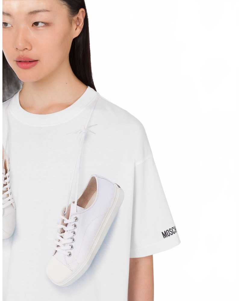 T-shirt Baskets En Coton Biologique - Moschino - Blanc