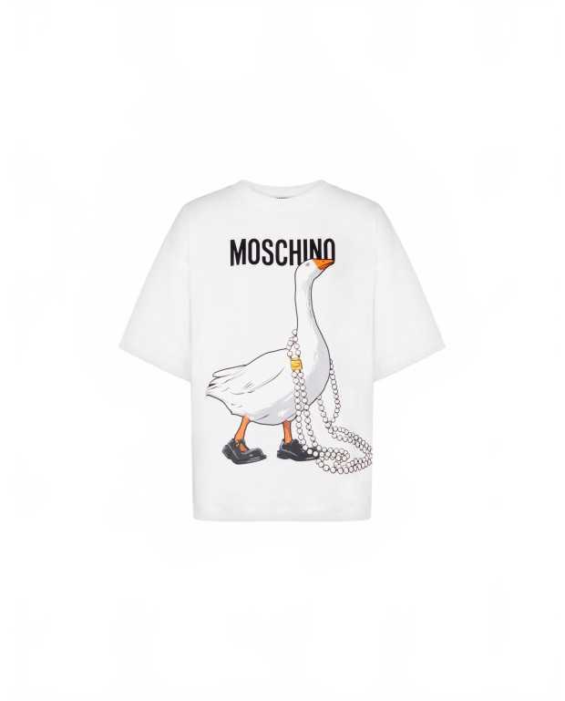 T-shirt Oie En Coton Biologique - Moschino - Blanc