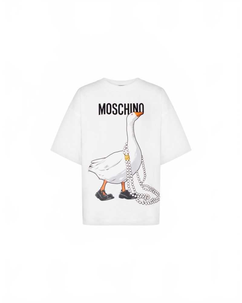 Organic Cotton Goose T-shirt - Moschino - White