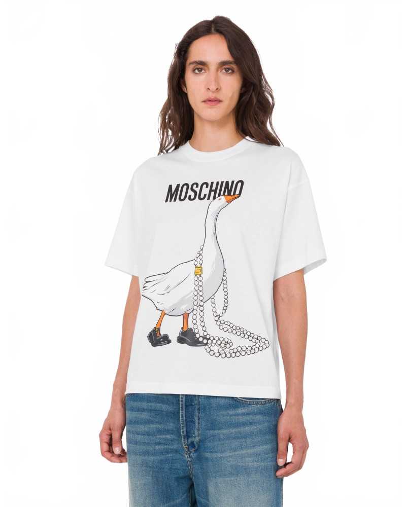 T-shirt Oie En Coton Biologique - Moschino - Blanc