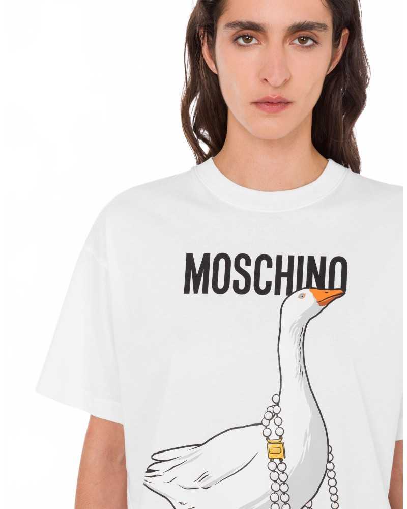 T-shirt Oie En Coton Biologique - Moschino - Blanc