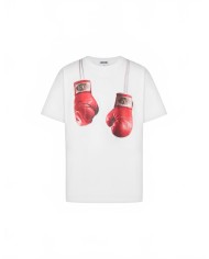 T-shirt En Jersey De Coton Biologique Gants De Boxe - Moschino - Blanc