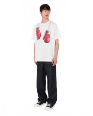 T-shirt En Jersey De Coton Biologique Gants De Boxe - Moschino - Blanc