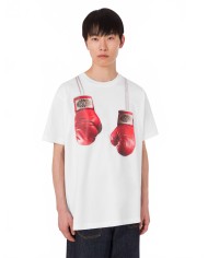 Organic Cotton Jersey Boxing Gloves T-shirt - Moschino - White Organic Cotton Jersey Boxing Gloves T-shirt - Moschino - White