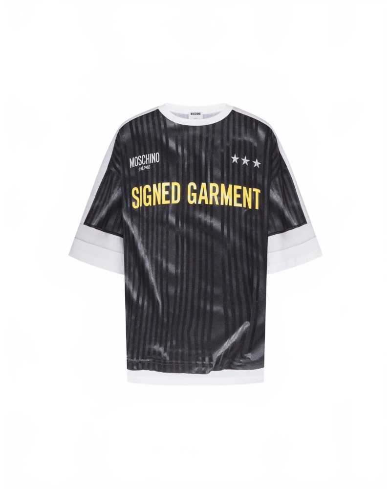 T-shirt En Jersey De Coton Biologique Imprimé - Moschino - Gris Foncé T-shirt En Jersey De Coton Biologique Imprimé - Moschino - Gris Foncé