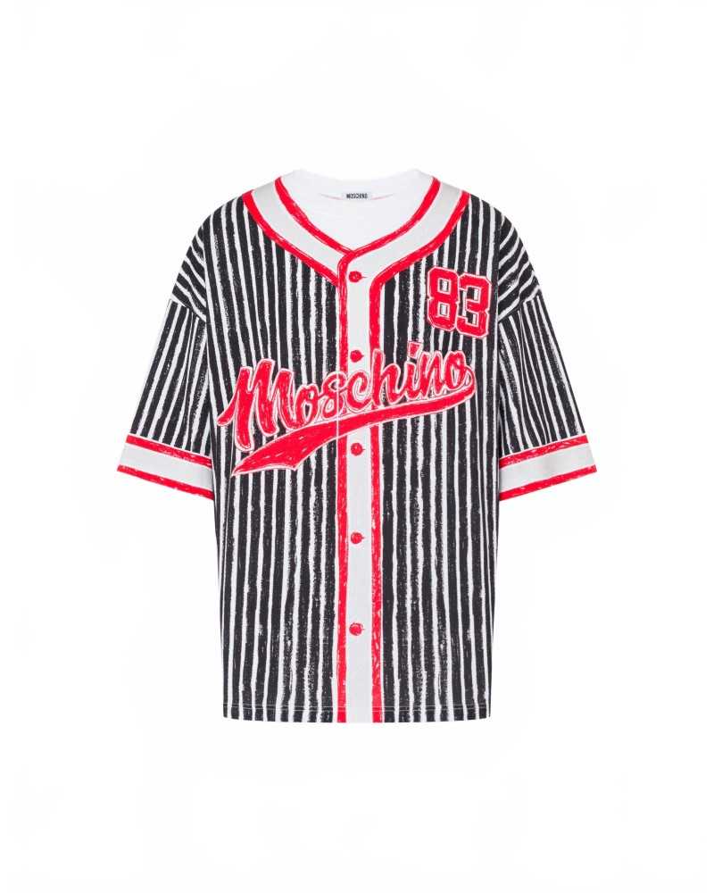 T-shirt En Jersey De Coton Biologique Imprimé Moschino - Moschino - Noir