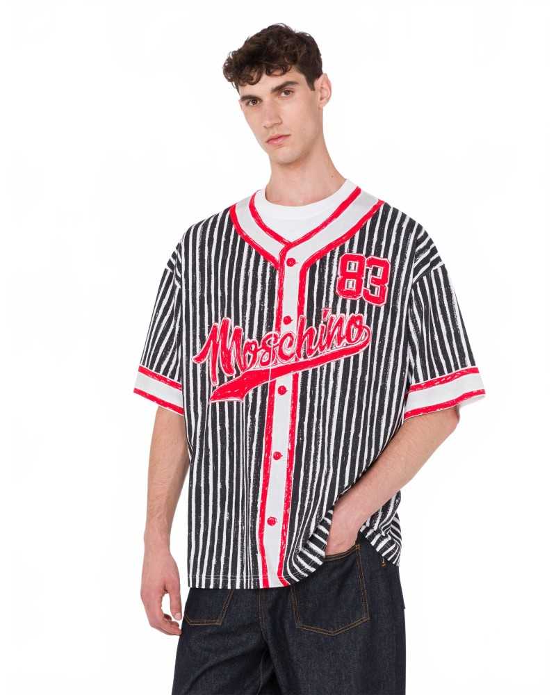 T-shirt En Jersey De Coton Biologique Imprimé Moschino - Moschino - Noir