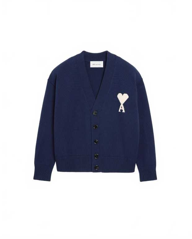 Cardigan Avec Ami De Coeur Contraste - Ami - Encre