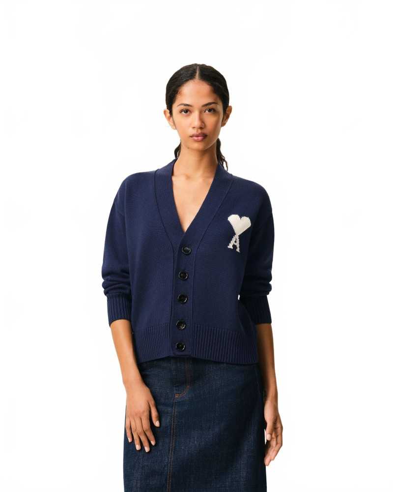 Cardigan Avec Ami De Coeur Contraste - Ami - Encre