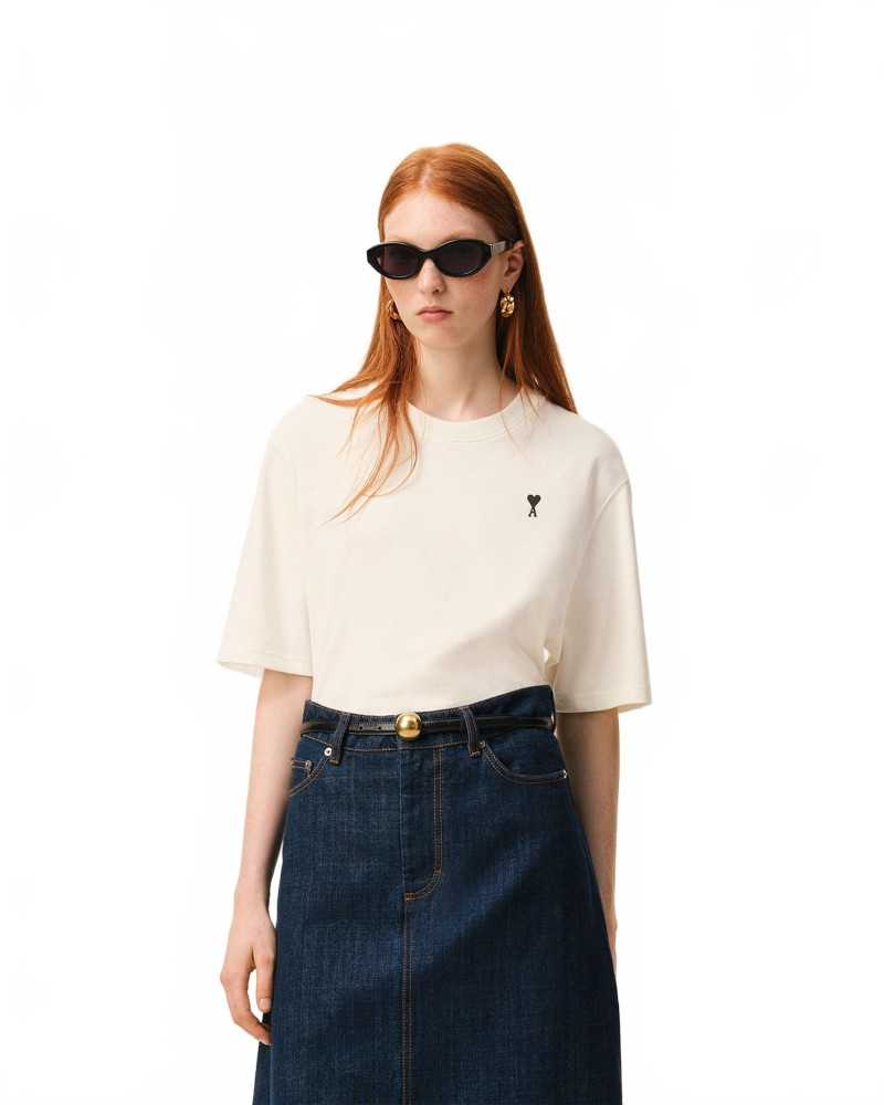 Place Des Victoires Printed White Cotton T-Shirt - Ami - White