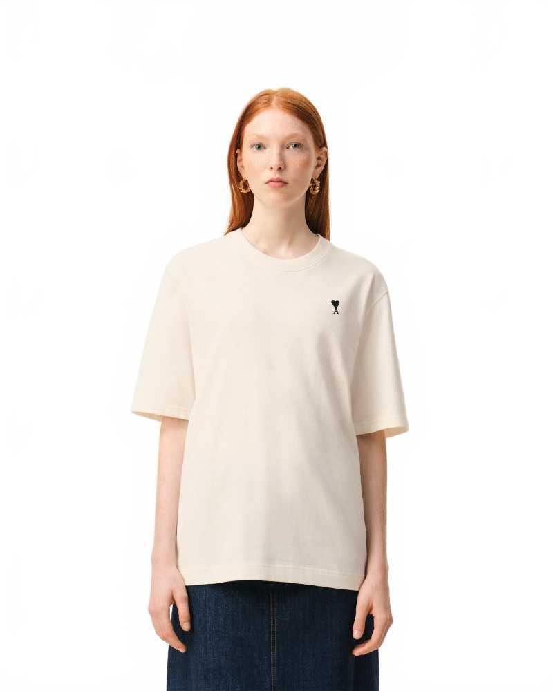 Place Des Victoires Printed White Cotton T-Shirt - Ami - White