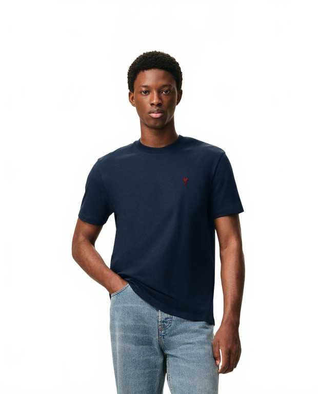 Tshirt With Red Heart Friend - Ami - Midnight Blue