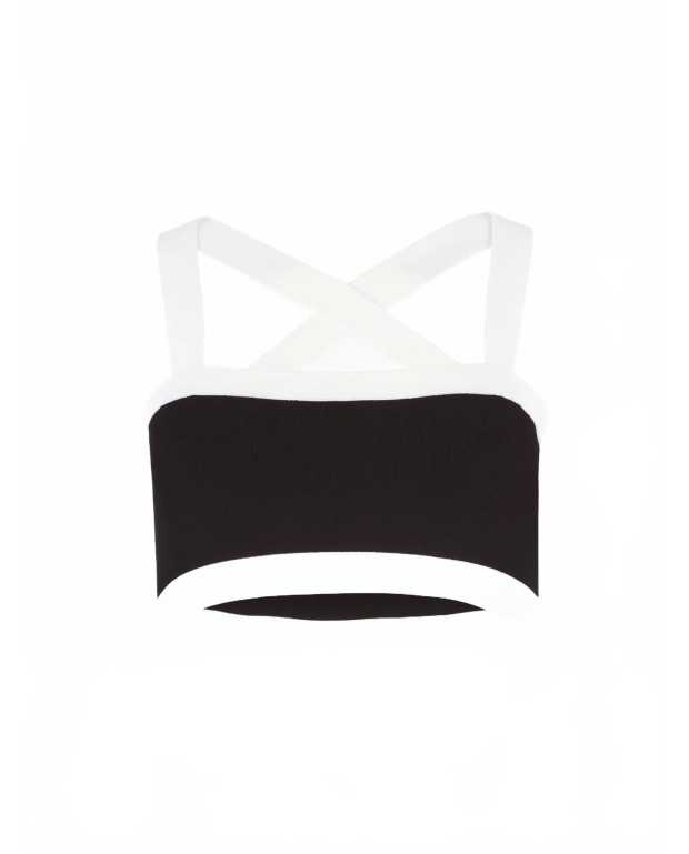 Contrasted Knit Bralette Top - Nina Ricci - White / Black