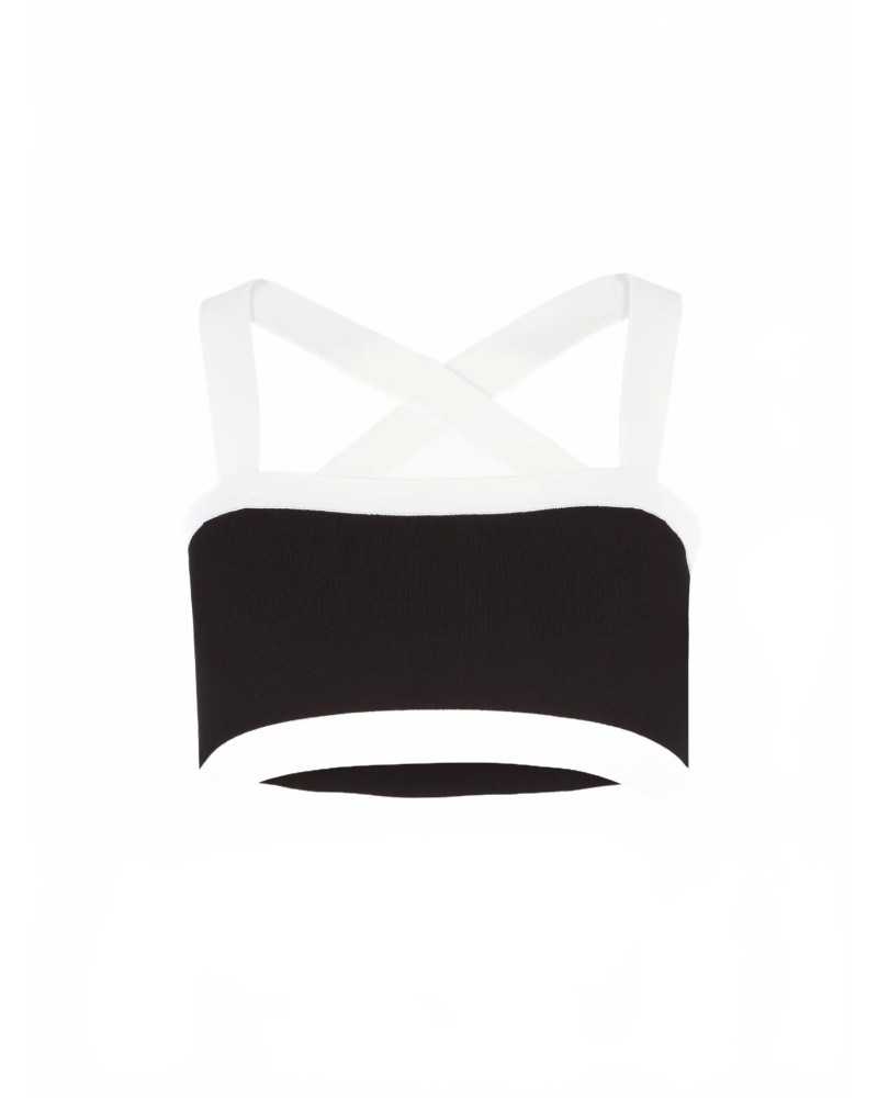 Contrasted Knit Bralette Top - Nina Ricci - White / Black Contrasted Knit Bralette Top - Nina Ricci - White / Black