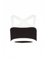 Contrasted Knit Bralette Top - Nina Ricci - Blanc / Noir