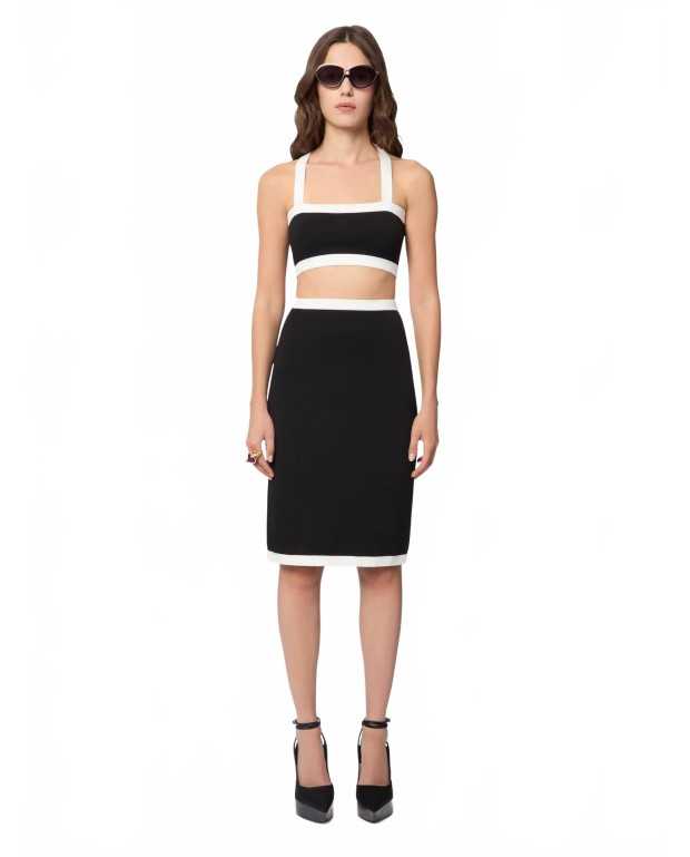 Contrasted Knit Bralette Top - Nina Ricci - White / Black Contrasted Knit Bralette Top - Nina Ricci - White / Black