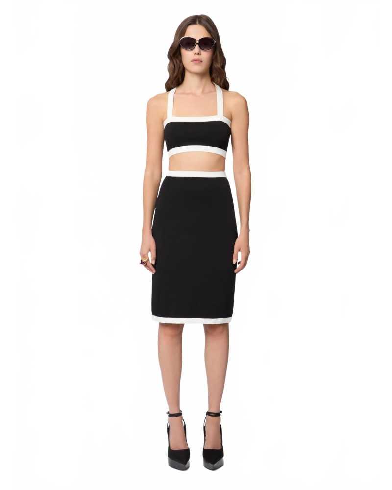 Contrasted Knit Bralette Top - Nina Ricci - Blanc / Noir