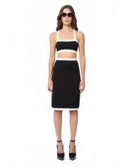 Contrasted Knit Bralette Top - Nina Ricci - Blanc / Noir