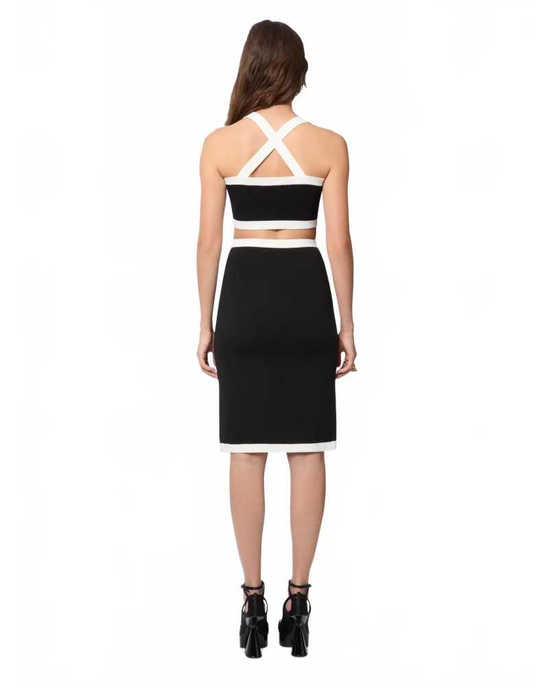 Contrasted Knit Bralette Top - Nina Ricci - Blanc / Noir