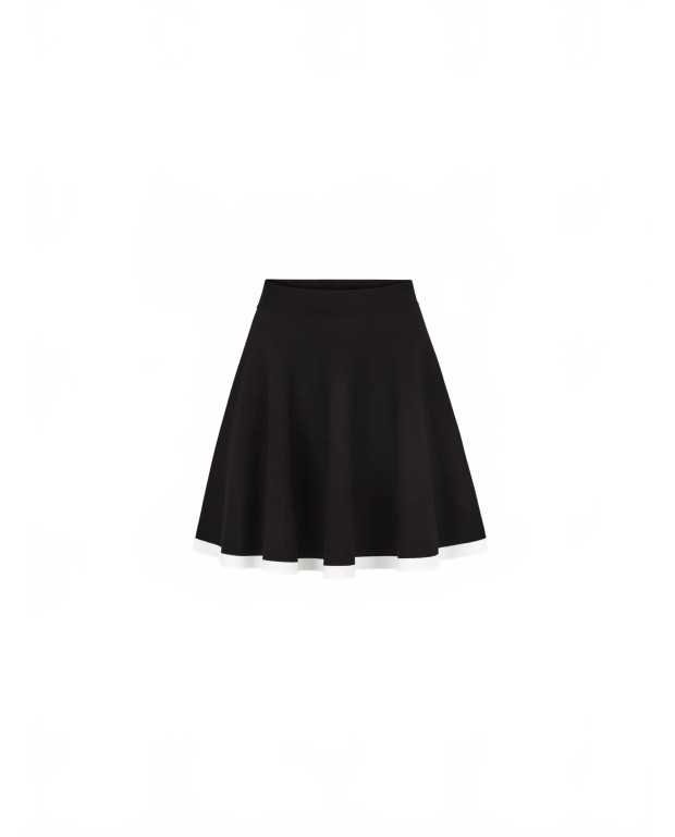 Contrasted Knit Mini Skater Skirt - Nina Ricci - White / Black