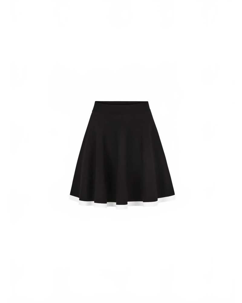Contrasted Knit Mini Skater Skirt - Nina Ricci - Blanc / Noir