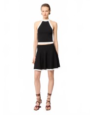 Contrasted Knit Mini Skater Skirt - Nina Ricci - Blanc / Noir
