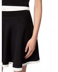 Contrasted Knit Mini Skater Skirt - Nina Ricci - White / Black