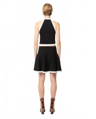 Contrasted Knit Mini Skater Skirt - Nina Ricci - White / Black