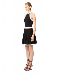 Contrasted Knit Halterneck Top - Nina Ricci - Blanc / Noir